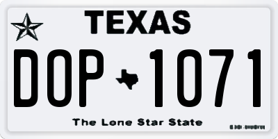 TX license plate DOP1071