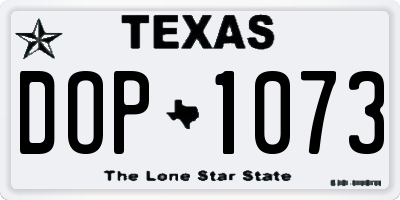 TX license plate DOP1073