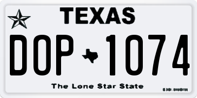 TX license plate DOP1074