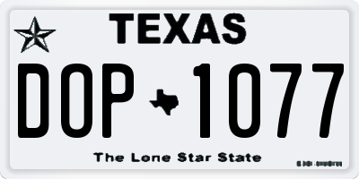 TX license plate DOP1077