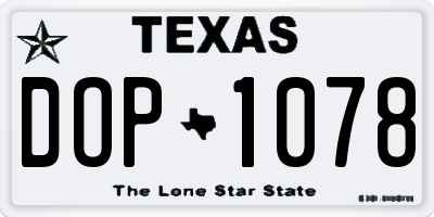 TX license plate DOP1078