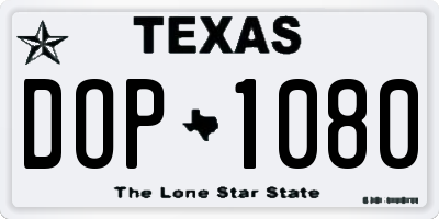 TX license plate DOP1080