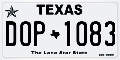 TX license plate DOP1083