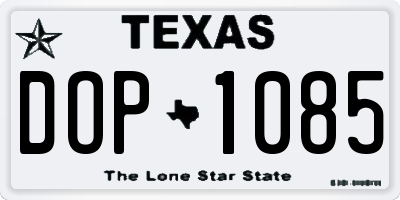 TX license plate DOP1085