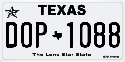 TX license plate DOP1088