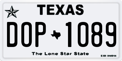 TX license plate DOP1089