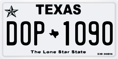 TX license plate DOP1090
