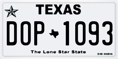 TX license plate DOP1093
