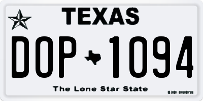 TX license plate DOP1094