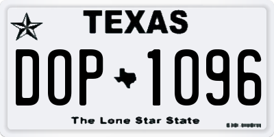 TX license plate DOP1096