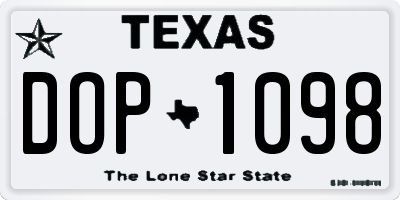 TX license plate DOP1098
