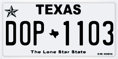 TX license plate DOP1103