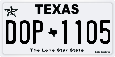 TX license plate DOP1105