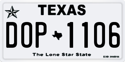 TX license plate DOP1106