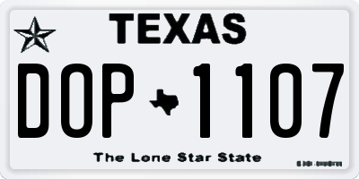 TX license plate DOP1107