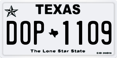 TX license plate DOP1109