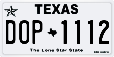 TX license plate DOP1112