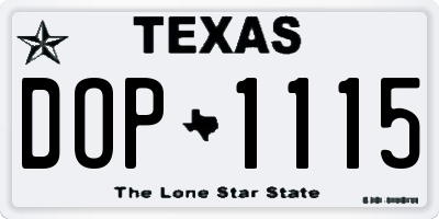 TX license plate DOP1115
