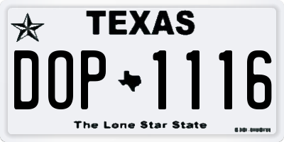 TX license plate DOP1116