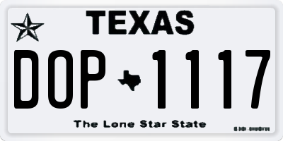 TX license plate DOP1117