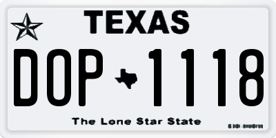 TX license plate DOP1118