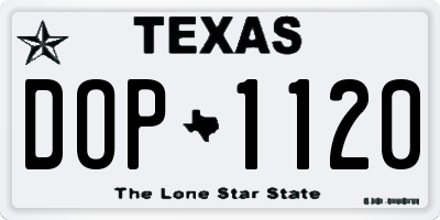 TX license plate DOP1120
