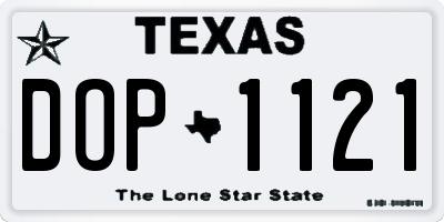 TX license plate DOP1121