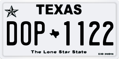TX license plate DOP1122