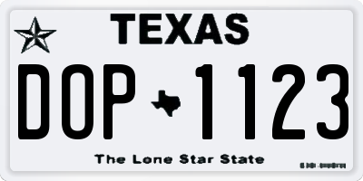 TX license plate DOP1123