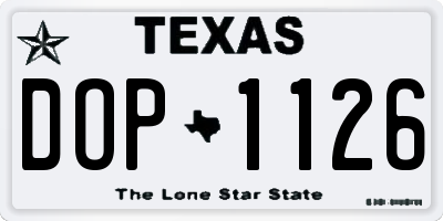 TX license plate DOP1126