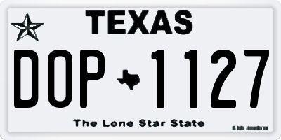 TX license plate DOP1127