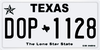 TX license plate DOP1128