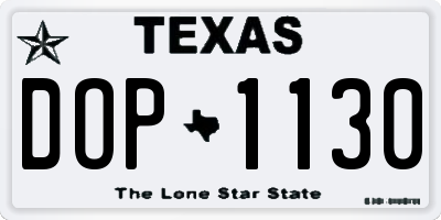 TX license plate DOP1130