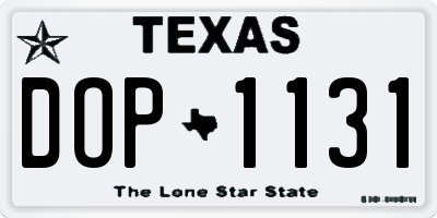TX license plate DOP1131
