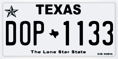TX license plate DOP1133