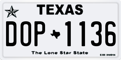 TX license plate DOP1136