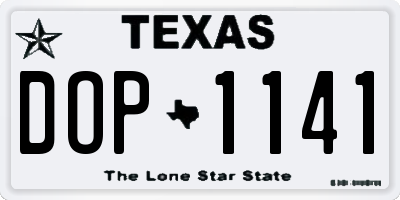 TX license plate DOP1141