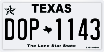 TX license plate DOP1143