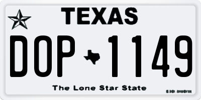 TX license plate DOP1149