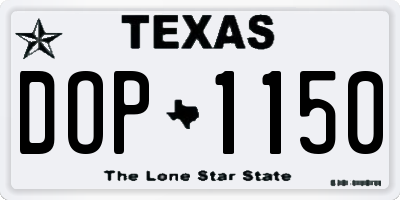TX license plate DOP1150
