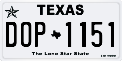 TX license plate DOP1151