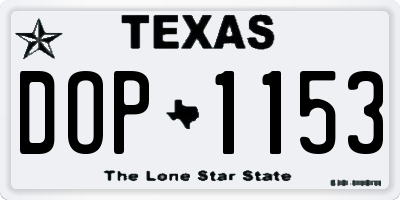 TX license plate DOP1153