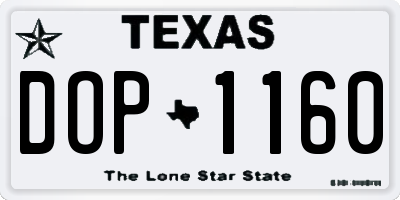 TX license plate DOP1160
