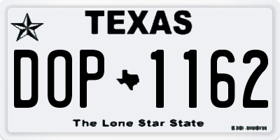 TX license plate DOP1162