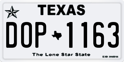 TX license plate DOP1163