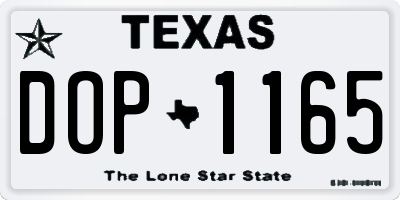 TX license plate DOP1165