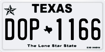 TX license plate DOP1166