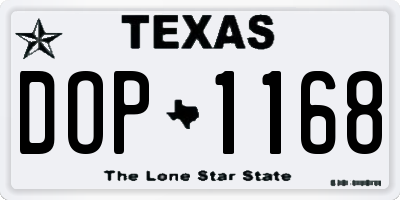TX license plate DOP1168