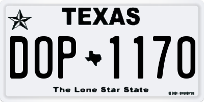TX license plate DOP1170