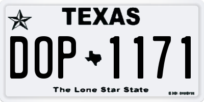 TX license plate DOP1171